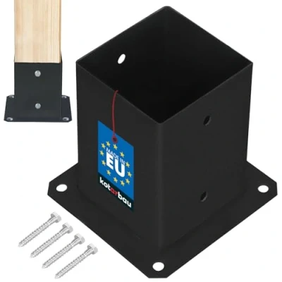 Image de KOTARBAU® Manchon à visser 100 x mm Poteaux carrés en bois de sol Support clôture Plaque Ancre galvanisée chaud Revêtement par pulvérisation