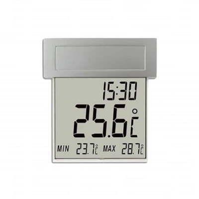 Image de TFA Dostmann Thermomètre digital de fenêtre Vision Solar, 30.1035, grand écran avec température extérieure, argente, Gris