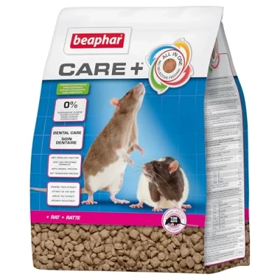 Image de BEAPHAR CARE+ Alimentation Super Premium extrudée pour rat Extrait de thé vert Proteines animales Haute digestibilité Participe à l’usure naturelle dents Sans sucres ajoutés 1,5kg