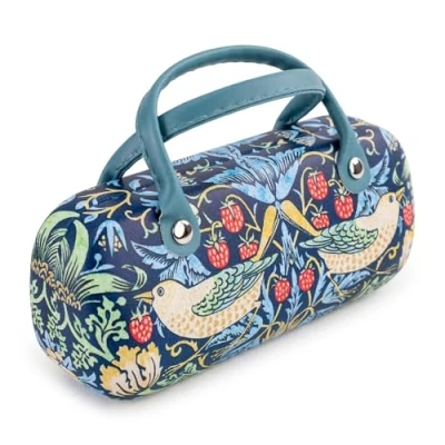 Image de PracticDomus Étui rigide universel pour lunettes, fermeture Flex et poignées souples, intérieur doublé en velours, William Morris, 16 x 7 cm
