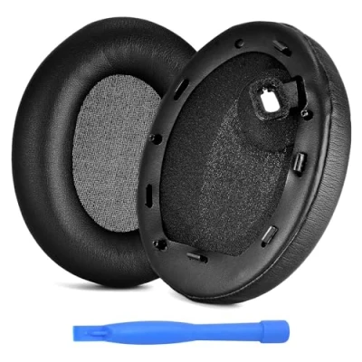 Image de Remplacement Coussinets d&#039;oreille pour Sony WH 1000XM4 Noise Cancelling Casque par MMOBIEL Memory Foam et Protein PU Coussinet Isolation de Rechange Noir