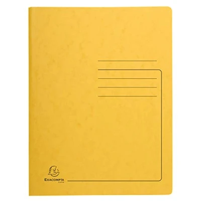 Image de Exacompta Réf. 240229E Carton de 25 chemises classement à ressort en carte lustrée 355 g/m² couverture imprimée chemise certifiée FSC® dimensions 24 x 32 cm pour format A4 jaune
