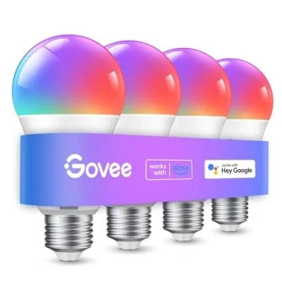 Image de Govee Ampoules WiFi et Bluetooth Intelligentes, Fonctionne avec Alexa, Google Assistant Home App, Synchronisation de Musique,16 Millions Couleurs DIY RGBWW,lot 4