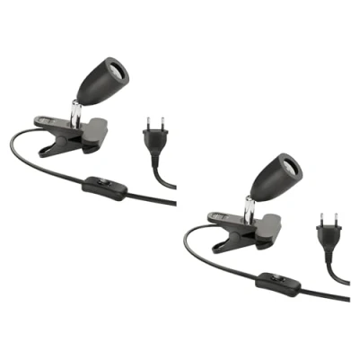 Image de ledscom.de 2 pièces lampe à pince LIK, interrupteur, noir mat, 1x E27 max. 60W