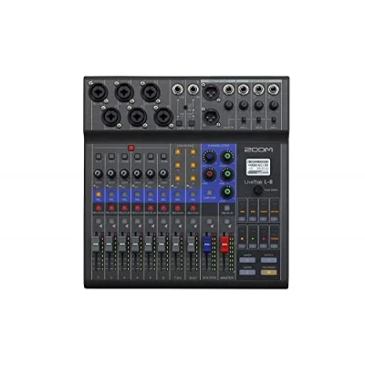 Image de Zoom L 8 LIVETRACK Console mixage voies 4 mixages casques individuels, pads jingle, enregistreur multipiste et interface audio