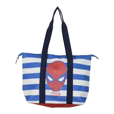 Image de Sac de plage Spiderman Bleu et rouge 47x33x15cm Fabriqué en polyester tissu avec fermeture éclair Compartiment principal spacieux Produit Original Espagne