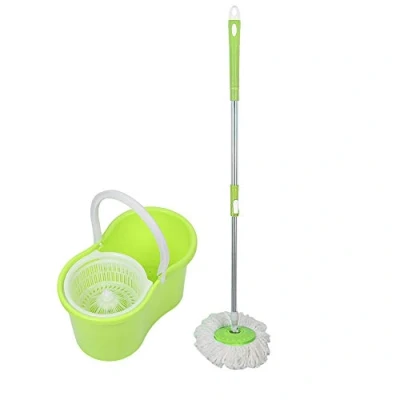Image de Balais serpillères à Cordelettes Balai Lave Sol avec Seau Essoreur Kit Franges Complet (Vert)