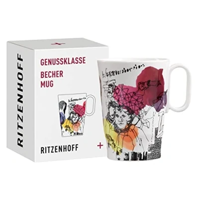 Image de Ritzenhoff 3731004 Tasse à café 330 ml en porcelaine avec motif figurine, rose, rouge, orange, jaune, violet, bleu, noir