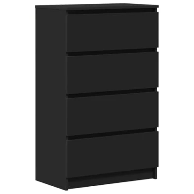 Image de vidaXL Buffet Armoire à Tiroirs Commode de Rangement Dressoir Meuble avec 4 Noir 60x35x98,5 cm Bois d&#039;Ingénierie