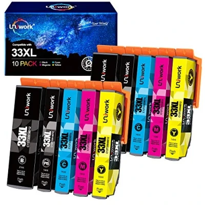 Image de Uniwork Compatible Cartouches d&#039;encre Remplacement pour Epson 33 33XL xpression Premium XP 635 640 540 530 645 7100 900 630 830 (Noir Cyan Magenta Jaune, 10 Pack)