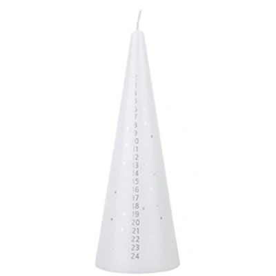 Image de Élégante bougie de l&#039;Avent en forme cône 15 cm avec compte à rebours jusqu&#039;à Noël (Blanc)