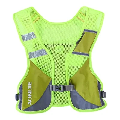 Image de Gilet de Course Réfléchissant Sac d&#039;hydratation Trail Veste Running à Dos Léger pour Marathon Randonnée Vélo (Vert)