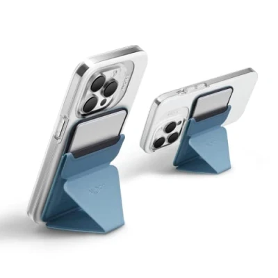 Image de MOFT Portefeuille Magsafe pour iPhone 16 15 14 13 12 Series, Support magnétique en Cuir végane téléphone avec 3 Angles de Vue, Force améliorée (Windy Bleu)