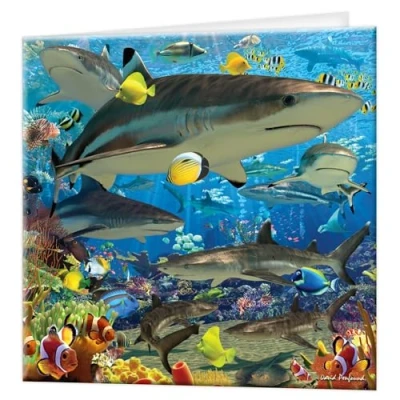 Image de Carte de voeux 3D LiveLife Requin et récif Deluxebase. lenticulaire colorée pour toute occasion tout âge, anniversaire. original sous licence l&#039;artiste, David Penfound