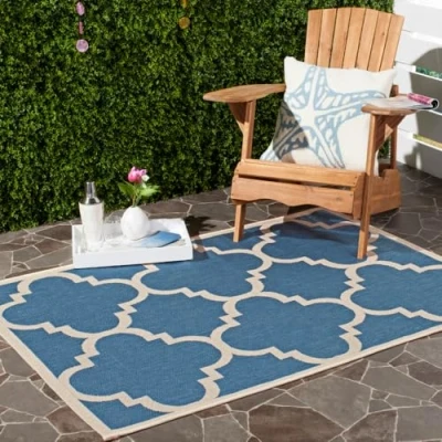 Image de Safavieh Grand Tapis de Salon rectangulaire pour Une Utilisation en intérieur, Polypropylène, Bleu/Beige, 120 X 180 cm