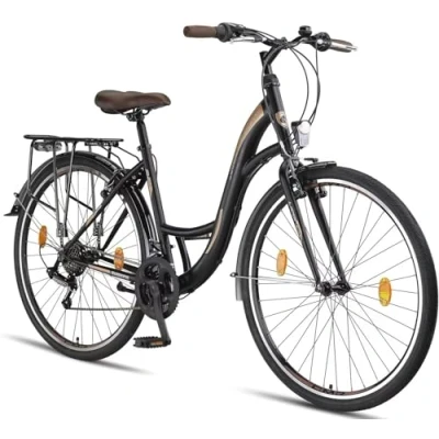 Image de Licorne Bike Stella Premium City 24,26 et 28 pouces Vélo pour filles, garçons, hommes femmes Dérailleur Shimano 21 vitesses hollandais, Garçon, Noir , 26
