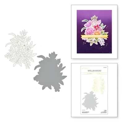 Image de Spellbinders Blooms Glimmer Plaque et Matrice de découpe en Aluminium Chaud la Collection Hexi Gems, métal, Un