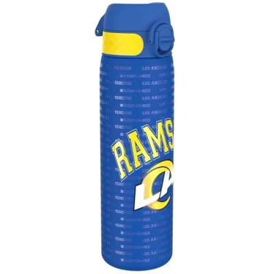 Image de Ion8 Gourde Inox, 600ml, Anti Fuite, Facile à Ouvrir, Verrouillage Sécurisé, Lavable au Lave Vaisselle, Poignée de Transport, Durable, Acier Inoxydable, Motif 3D NFL, Rams