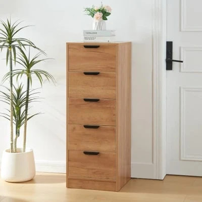 Image de [en.casa] Commode avec 4 Tiroirs Spacieux Meuble de Rangement Style Intemporel pour Salon Chambre Entrée Classeur Bureau MDF 108 x 40 cm Effet Chêne