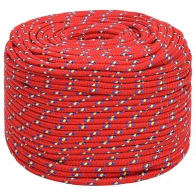 Image de vidaXL Corde de Bateau Levage Câble d&#039;Amarrage Ancrage Navire Lignes Gréement à Linge Rouge 6 mm 50 m Polypropylène