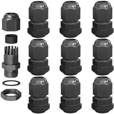 Image de hb digital 10х Presse étoupe M12 pour câble de 3 à 6,5 mm diamètre IP68 Étanche la poussière et l&#039;eau Avec joint en caoutchouc Contre écrou Lamelles serrage Isolation Entrée