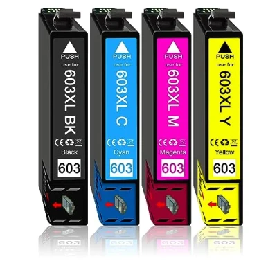 Image de Lot de 4 cartouches d&#039;encre compatibles avec les Epson 603XL 603 XL Workforce WF 2830DWF 2835DWF 2850DWF Expression Home XP 2100 2105 3100 3105 4100 4105