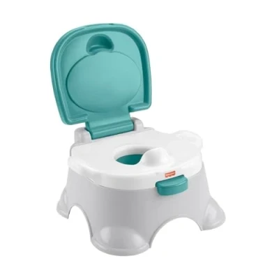 Image de Fisher Price Pot 3 en 1 gris et vert, transformable réducteur pour toilettes marchepied apprendre la propreté à bébé aux tout petits, GYP61