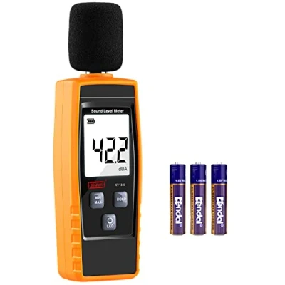 Image de XinJiaYi Testeur de décibels Portable Sonomètre numérique Plage 30 à 130 dB (A) niveau sonore Jaune