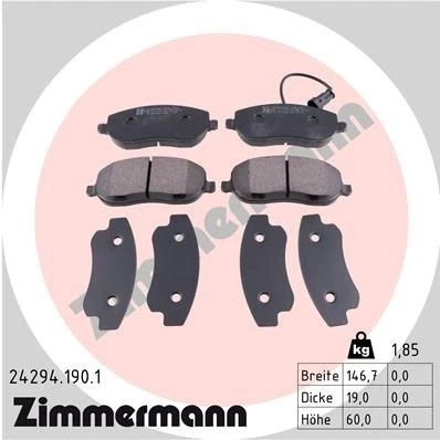 Image de ZIMMERMANN 24294.190.1 Jeu de plaquettes frein contact signal d&#039;usure inclus la photo correspond au contenu livraison FIAT: Croma II Break