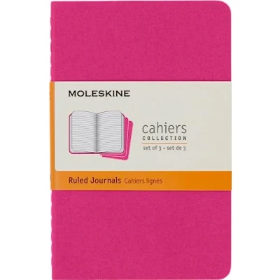 Image de Moleskine Cahier Journal Ensemble de 3 Carnets avec Pages Ligné Couverture en Carton et Piqûres Coton Apparentes Couleur Rose Taille Format Poche 9 x 14 cm 80