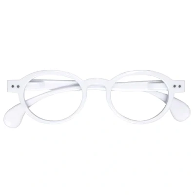 Image de OPULIZE OCA Lunettes de Lecture Monture Ronde Moderne Rétro Blanc Brillant Hommes Femmes Charnières à Ressort R54 W +3.00