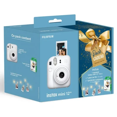 Image de FUJIFILM INSTAX Mini 12 Blanc Pack Cadeau Edition Limitee + Guirlande LED de Films instantanés 10 Vues