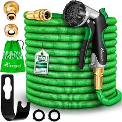 Image de TRESKO® Tuyau d&#039;arrosage Flexible et Extensible pour Jardin de 30m avec 3 Embouts en Latex rétractable