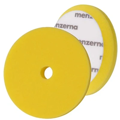 Image de detailmate Set Coussin en Mousse Menzerna Premium Medium Cut 150 mm Eponge à polir de dureté Moyenne Jaune + 2 Nitrile Gants Protection