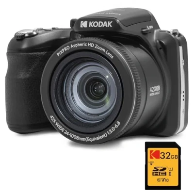 Image de Kodak Pack Numérique Bridge Pixpro Astro Zoom AZ425 + Carte SDHC Ultra High Speed U1 32GB Appareil Photo , 42X, Grand angle, 20 mégapixels, LCD 3, Vidéo Full HD 1080p, Batterie Li ion Noir Neuf