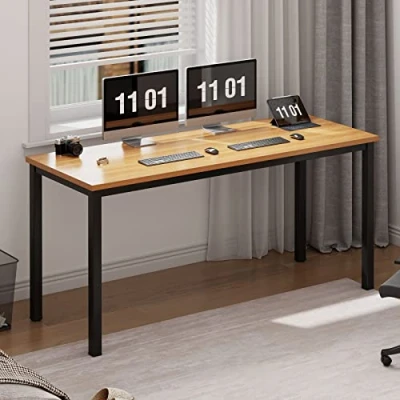Image de SogesHome Bureau Informatique, d&#039;ordinateur, Table d&#039;ordinateur Portable, Cadre en métal, 120 x 60x 75 cm,Teck &amp; Noir, AC3BB SH