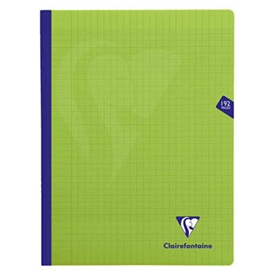 Image de Clairefontaine 359341C Un Cahier Brochure Cousu Fil Mimesys Vert 24x32 cm 192 Pages Grands Carreaux Papier Blanc 90 g Couverture Polypro