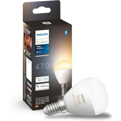 Image de Philips Hue White ambiance, ampoule LED connectée sphérique compatible Bluetooth, E14, fonctionne avec Alexa, Google Assistant et Apple Homekit