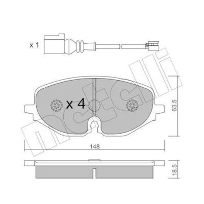 Image de METELLI 22 1280 0 Jeu de plaquettes frein contact signal d&#039;usure inclus VOLKSWAGEN: Golf VIII 3/5 portes, Variant, Caddy V Van