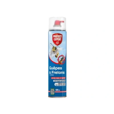 Image de PROTECT EXPERT Spray Aérosol Guêpes, Frelons &amp; Asiatiques 600 ml Jet Longue Portée 6m Efficace Sur Les Nids Action Choc Foudroyante GUEP600N