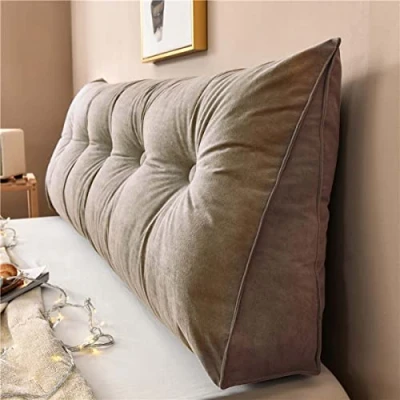 Image de Yanman Grand coussin cale triangulaire pour tête de lit, lecture, soutien lombaire, dossier taille, traversin positionnement doux, 80 x 50 20 cm