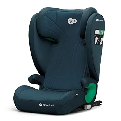 Image de Kinderkraft JUNIOR FIX i Size Siège auto bébé Groupe 2/3 100 150 cm, de 3,5 à 12 ans, avec Isofix fixation, Têtière ajustable en hauteur 10 niveaux, Protection latérale, Housse amovible, Bleu