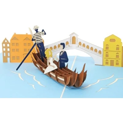 Image de Favour Pop Up® Carte de mariage 3D. Une œuvre d&#039;art délicate qui se dévoile lors son ouverture en tant que couple mariés à Venise. TW042