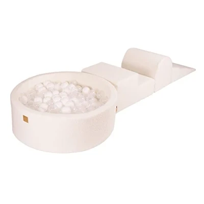 Image de Blocs d&#039;escalade en mousse pour tout petits MeowBaby® Boucle Blanc 3 éléments avec Piscine à Balles 90x30cm