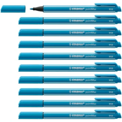 Image de Stylo feutre STABILO pointMax Lot x 10 stylos feutres pointe moyenne Bleu azur