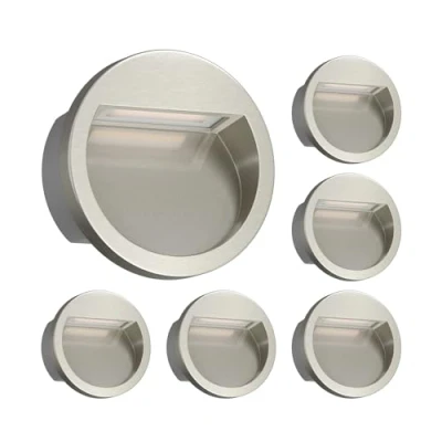Image de ledscom.de 6 pièces LED encastrées au mur NOLA, downlight pour l&#039;extérieur, IP54, chrome brillant, 105mm Ø, blanc chaud
