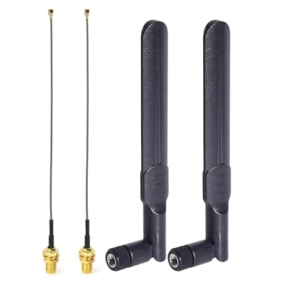 Image de Bingfu Antenne WiFi Bi Bande 2.4GHz 5GHz 5.8GHz 8dBi RP SMA Mâle, Câble de U.FL IPEX IPX vers Femelle 15cm pour ESP32 CAM Intel PCIE Carte Réseau Caméra IP Sécurité Routeur Adaptateur USB