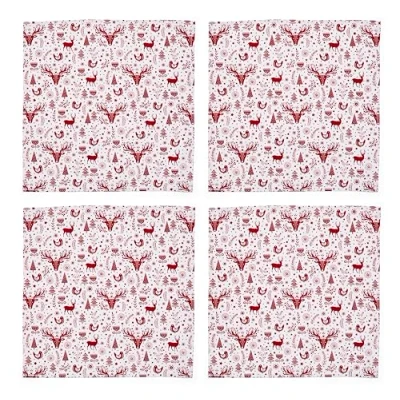 Image de Cooksmart Lot de 4 Serviettes Noël au design britannique table pour fêtes, événements et dîners en coton toutes les occasions festives Un