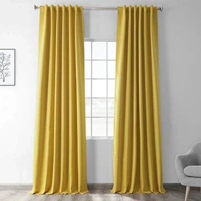 Image de HPD Half Price Drapes BOCH 171105 108 Rideau occultant pour Chambre (1 Panneau), 50 x cm, Jaune solarium