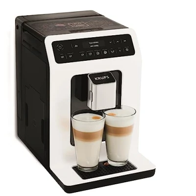 Image de Krups Machine à café grain, Broyeur Cafetière expresso, Cappuccino, Espresso, 15 boissons, 2 tasses en simultané, Fabriqué France, Evidence EA890110, Blanche